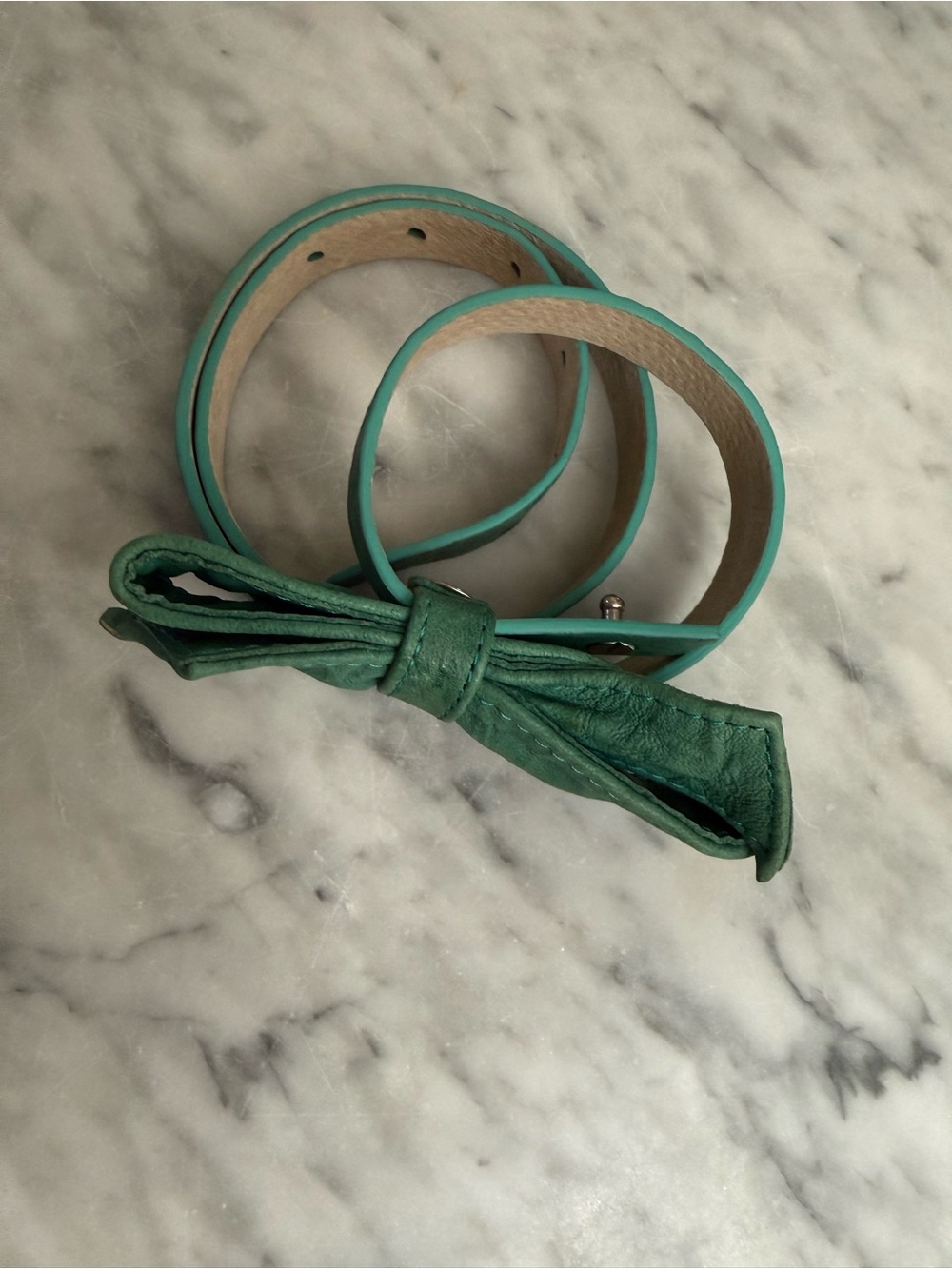 Hyde Teal Leather Bow Belt Size Medium